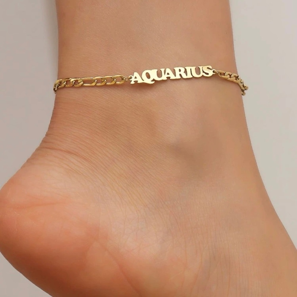 Aquarius Zodiac Sign Anklet